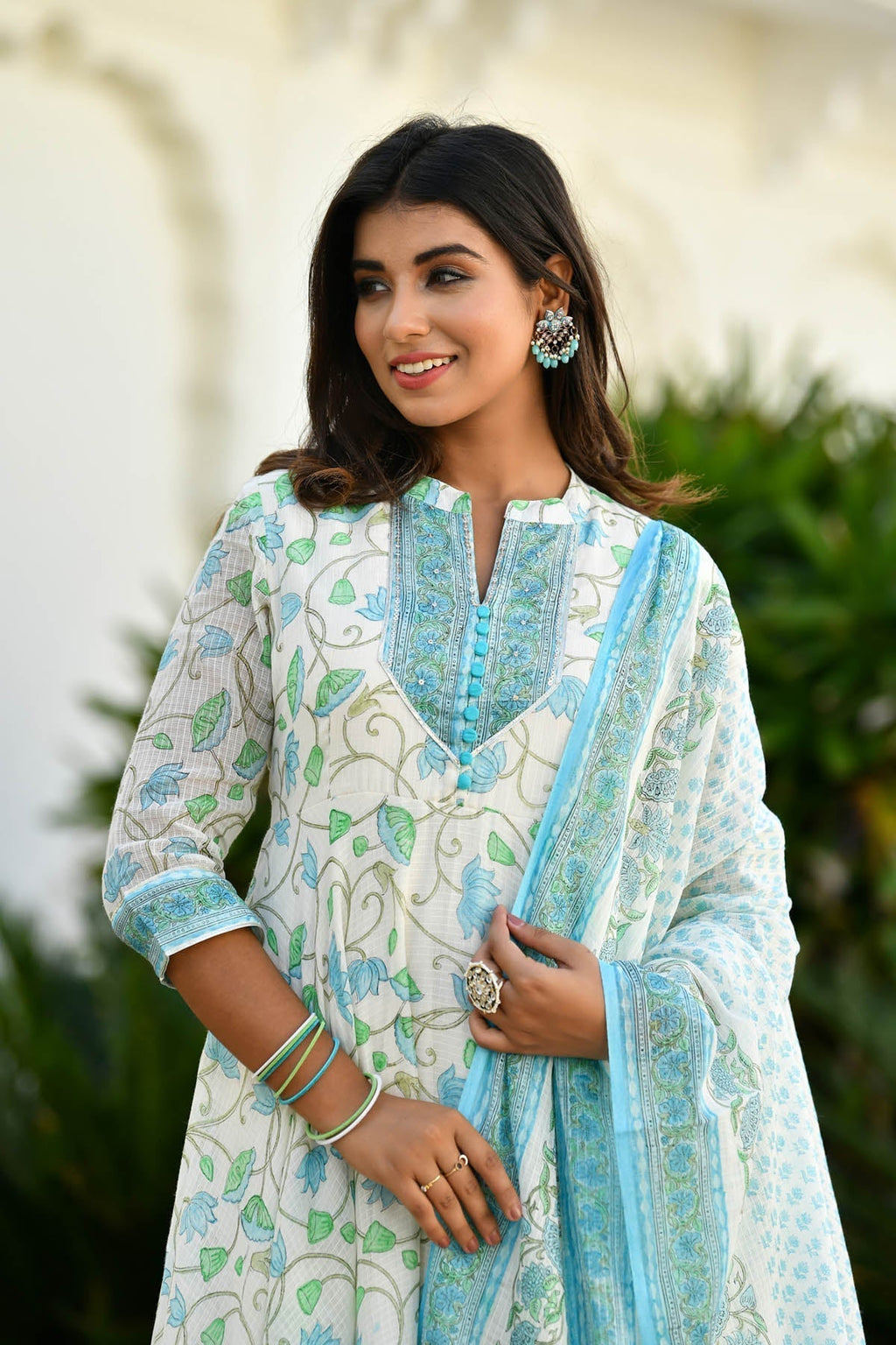 DORIA BLOCK PRINTED SUIT SET KURTA WITH PANT AND DUPATTA