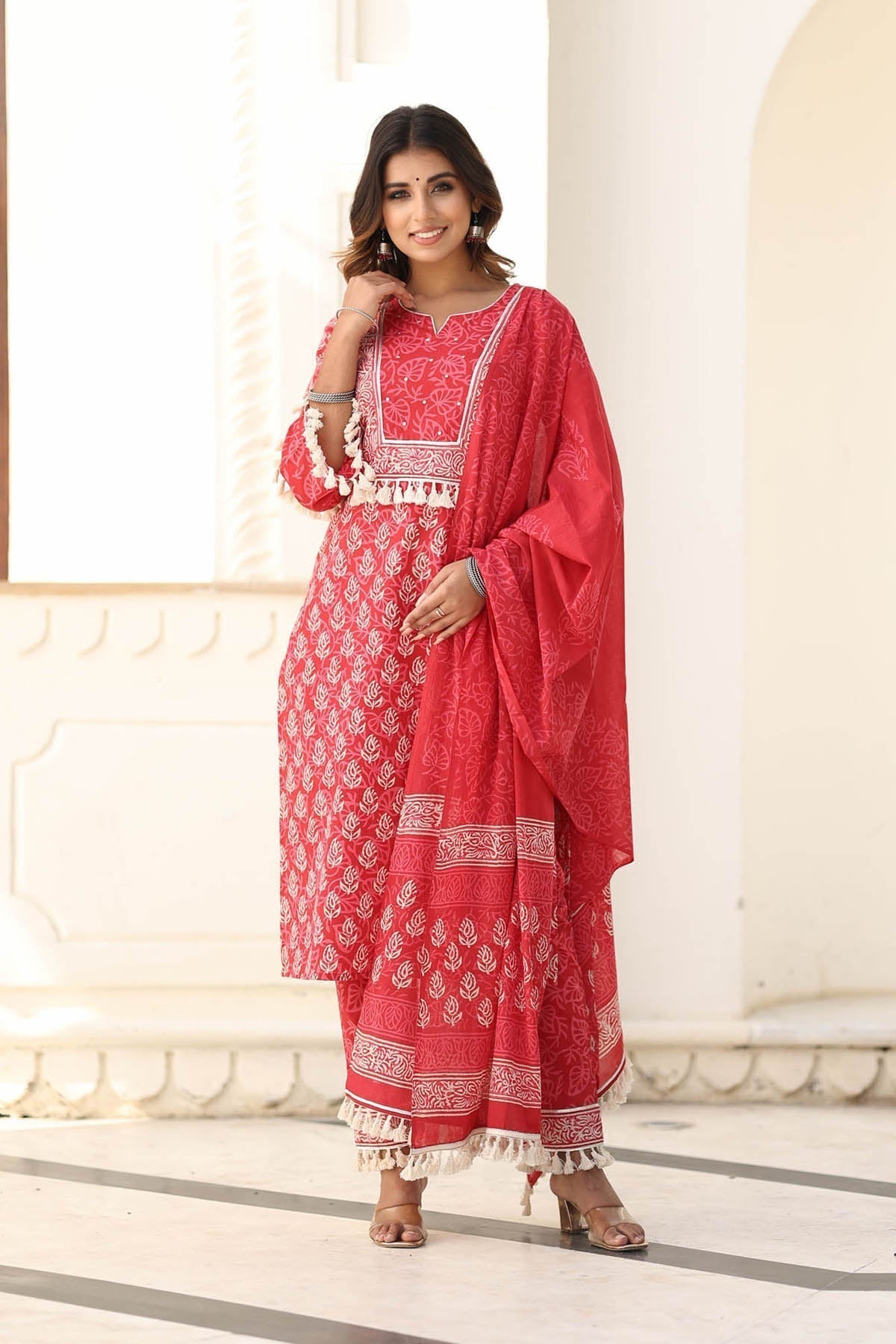 BLOCK PRINTED KURTA-PANTS & DUPATTA SET