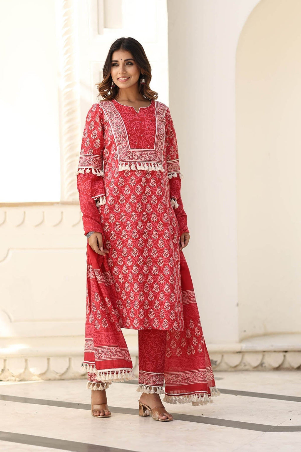 BLOCK PRINTED KURTA-PANTS & DUPATTA SET
