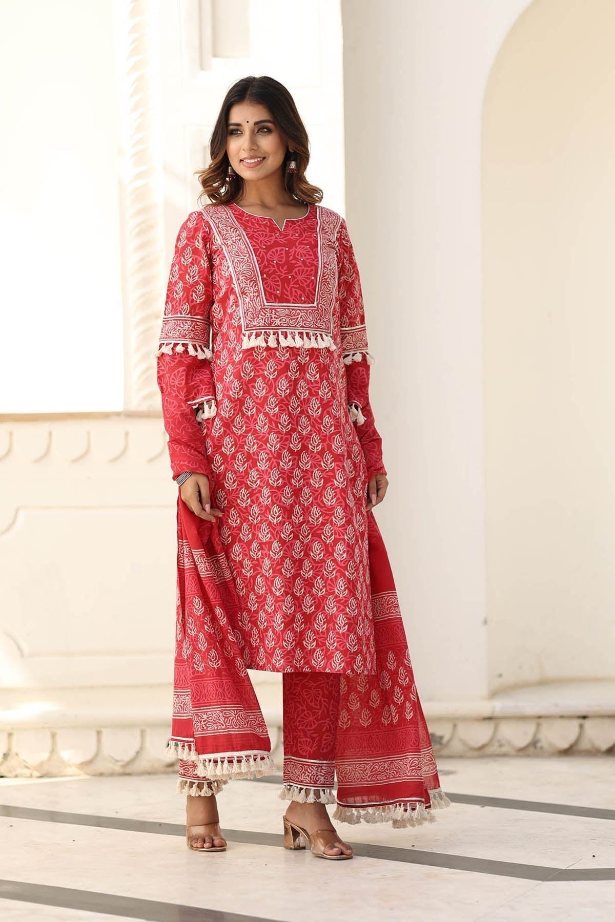 BLOCK PRINTED KURTA-PANTS & DUPATTA SET