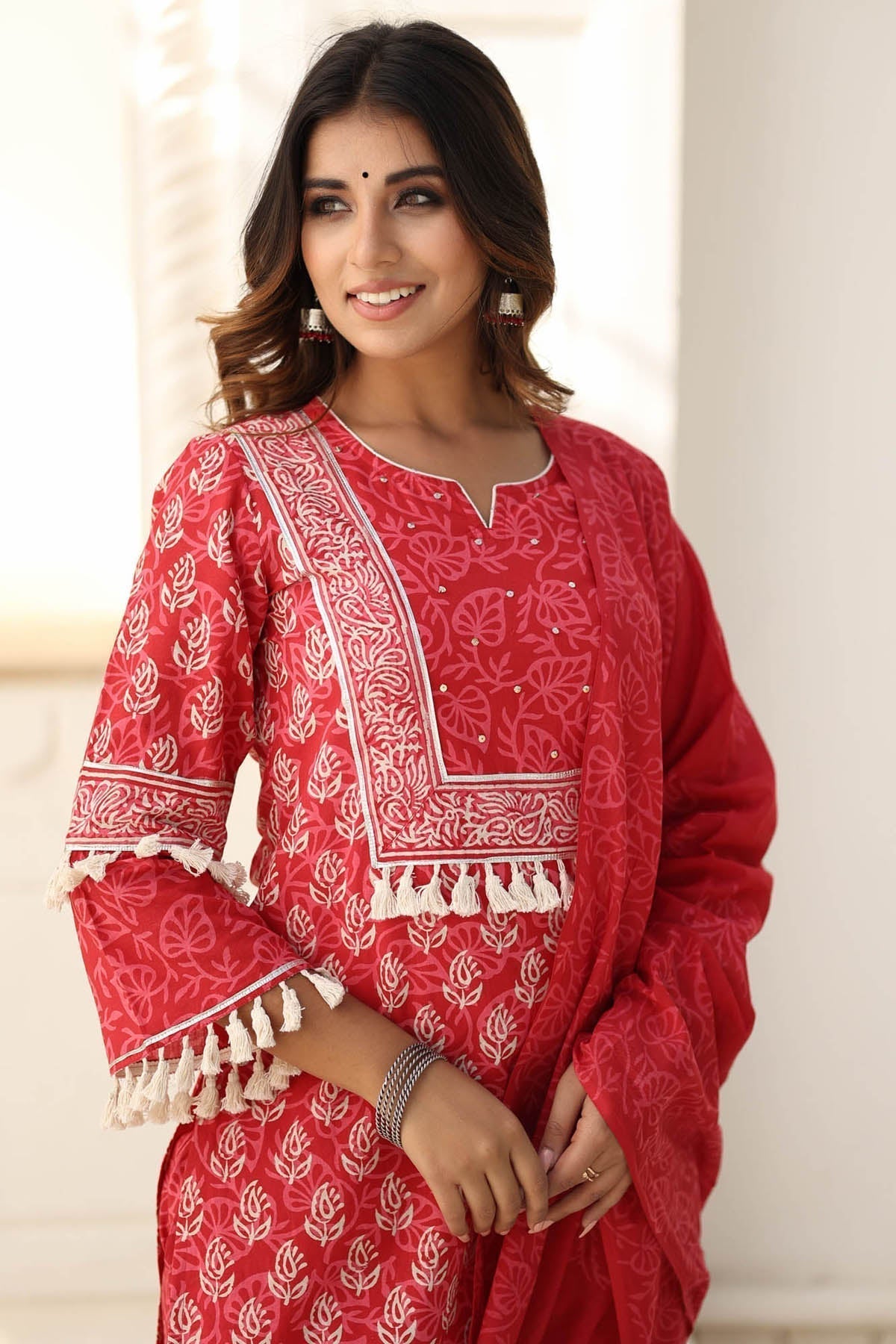 BLOCK PRINTED KURTA-PANTS & DUPATTA SET